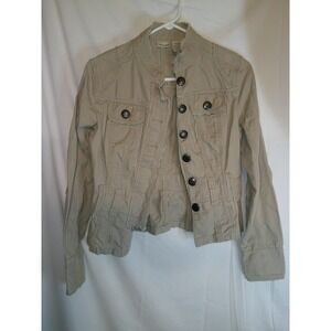 No Boundaries Khaki Jacket Military Style Button Front‎ Utility Coat Medium